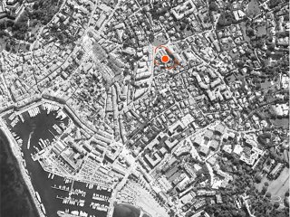 projet voile d'or situation implementation photo du dessus en noir et blanc